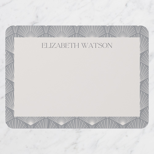 Peacock Frame Personal Stationery, Grey, 5x7 Flat, Matte, Signature Smooth Cardstock, Rounded, Asphalt