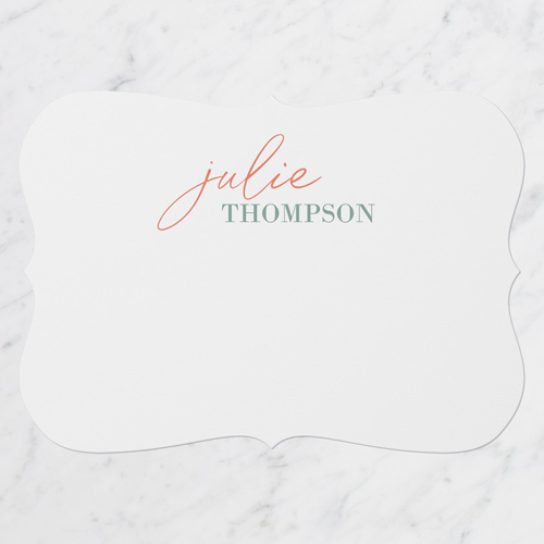 Signature Impression Personal Stationery, White, 5x7 Flat, Pearl Shimmer Cardstock, Bracket