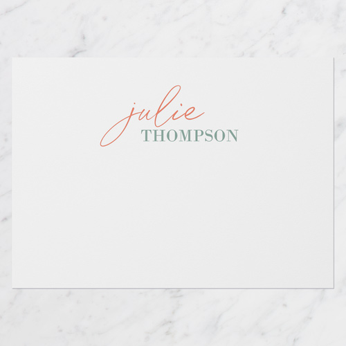 Signature Impression Personal Stationery, White, 5x7 Flat, Pearl Shimmer Cardstock, Square
