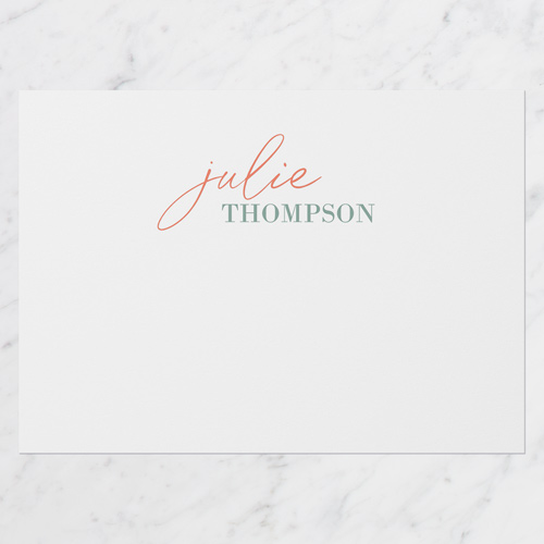 Signature Impression Personal Stationery, White, 5x7 Flat, Matte, Signature Smooth Cardstock, Square