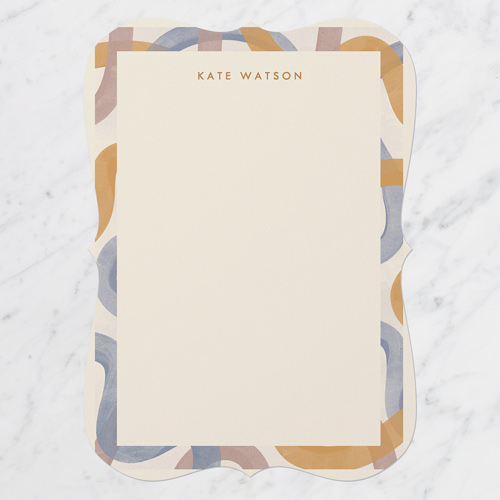 Wild Wiggling Lines Personal Stationery, Blue, 5x7 Flat, Pearl Shimmer Cardstock, Bracket