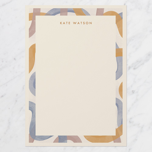 Wild Wiggling Lines Personal Stationery, Blue, 5x7 Flat, Pearl Shimmer Cardstock, Square