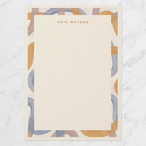 Wild Wiggling Lines Personal Stationery, Blue, 5x7 Flat, 100% Recycled Cardstock , Square