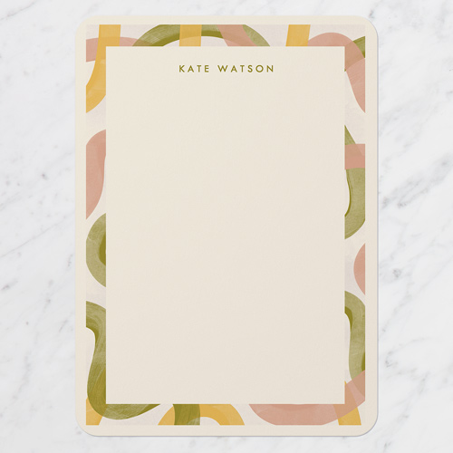 Wild Wiggling Lines Personal Stationery, Green, 5x7 Flat, 100% Recycled Cardstock , Rounded