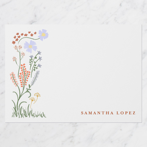 Growing Garden Personal Stationery, White, 5x7 Flat, Pearl Shimmer Cardstock, Square
