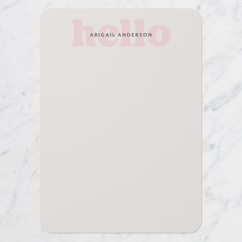 Direct Hello Personal Stationery, Pink, 5x7 Flat, 100% Recycled Cardstock , Rounded