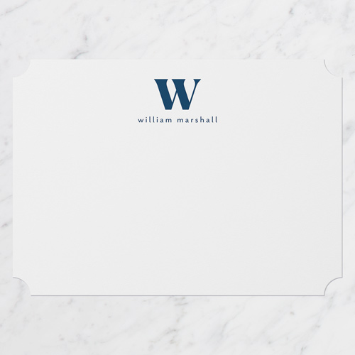 Large Initial Personal Stationery, Blue, 5x7 Flat, Pearl Shimmer Cardstock, Ticket