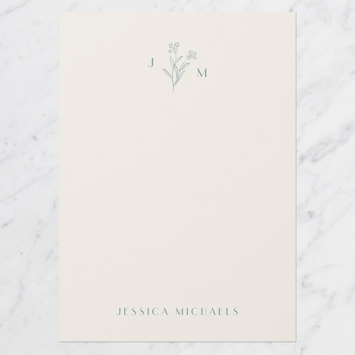 Humble Sprig Personal Stationery, Green, 5x7 Flat, Pearl Shimmer Cardstock, Square