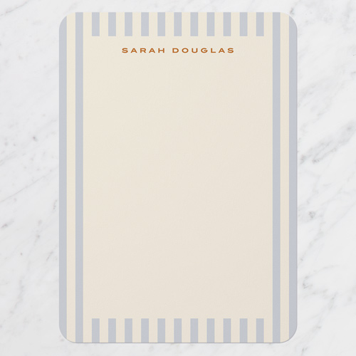 Vertical Stripes Personal Stationery, Blue, 5x7 Flat, Pearl Shimmer Cardstock, Rounded
