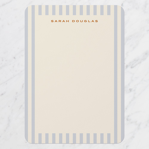 Vertical Stripes Personal Stationery, Blue, 5x7 Flat, Pearl Shimmer Cardstock, Rounded, Blue