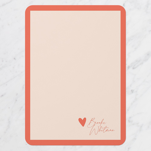Heart Signature Personal Stationery, Red, 5x7 Flat, Matte, Signature Smooth Cardstock, Rounded
