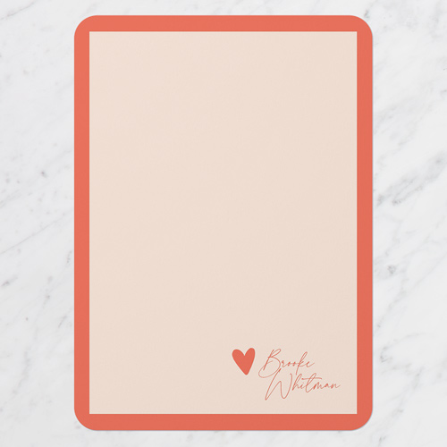 Heart Signature Personal Stationery, Red, 5x7 Flat, Standard Smooth Cardstock, Rounded