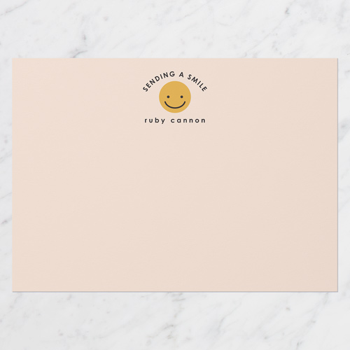 Sending Smiles Personal Stationery, Beige, 5x7 Flat, Pearl Shimmer Cardstock, Square
