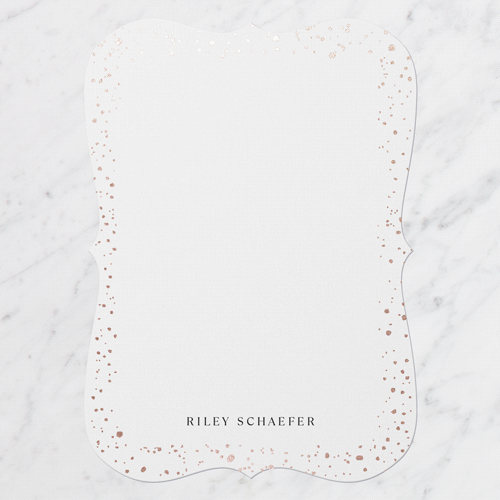 Confetti Boundary Personal Stationery, Rose Gold Foil, White, 5x7 Flat, Matte, Signature Smooth Cardstock, Bracket