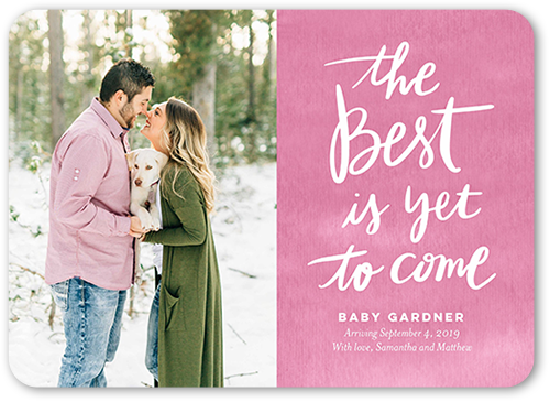 The Best Pregnancy Announcement, Pink, Pearl Shimmer Cardstock, Rounded