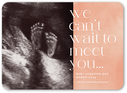 We Cant Wait Pregnancy Announcement, Orange, 5x7 Flat, 100% Recycled Cardstock , Rounded