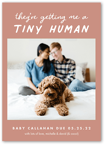 Baby Soon Pregnancy Announcement, Pink, 5x7 Flat, Luxe Double-Thick Cardstock, Square, Desert Rose