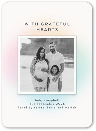 Rainbow Gradient Pregnancy Announcement, Grey, 5x7 Flat, Write Your Own Greeting, Matte, Signature Smooth Cardstock, Rounded