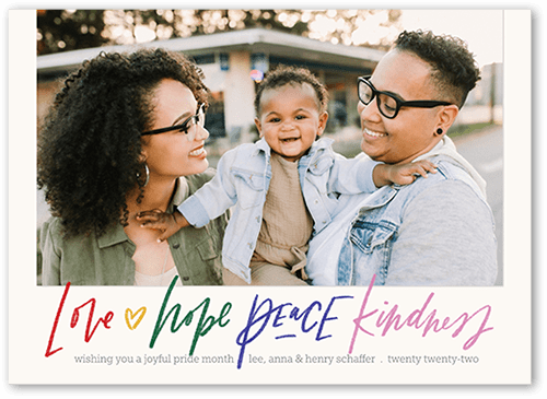 Modern Words Pride Month Greeting Card, Beige, 5x7 Flat, Matte, Signature Smooth Cardstock, Square, Antique White