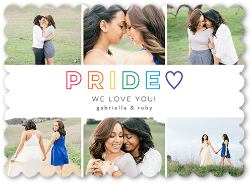 Mod Pride Pride Month Greeting Card, White, 5x7 Flat, Pearl Shimmer Cardstock, Scallop
