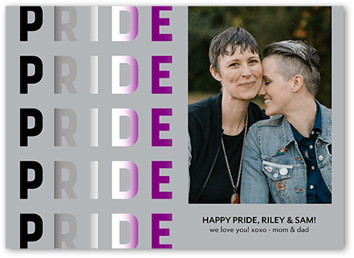 Asexual Flag Pride Month Greeting Card, Grey, 5x7 Flat, Standard Smooth Cardstock, Square, Ash