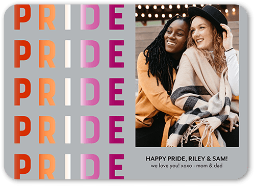 Lesbian Flag Pride Month Greeting Card, Grey, 5x7 Flat, Matte, Signature Smooth Cardstock, Rounded, Ash