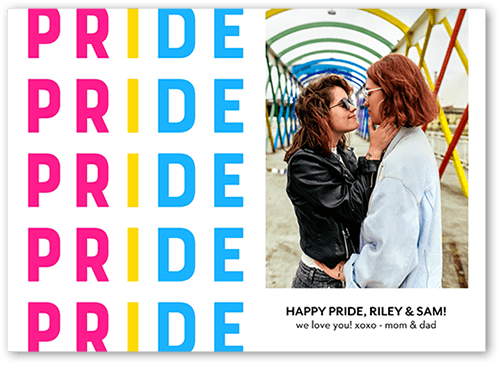 Pansexual Flag Pride Month Greeting Card, White, 5x7 Flat, Luxe Double-Thick Cardstock, Square, White