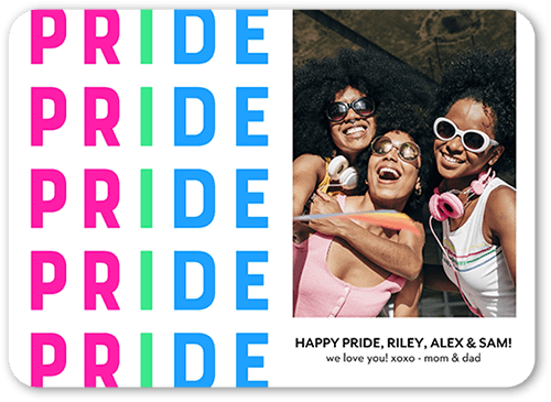 Polysexual Flag Pride Month Greeting Card, White, 5x7 Flat, Pearl Shimmer Cardstock, Rounded, White