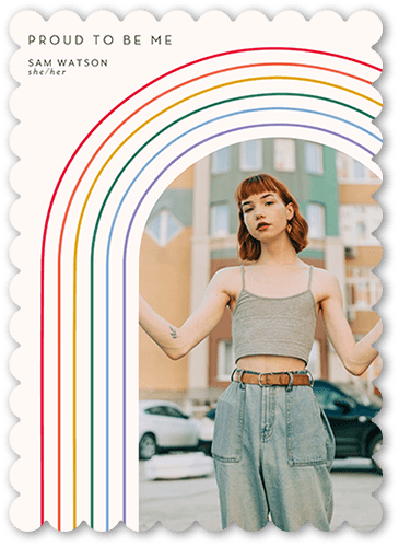 Arched Rainbow Pride Month Greeting Card, Grey, 5x7 Flat, 100% Recycled Cardstock , Scallop