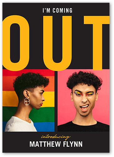 Coming Out Pride Month Greeting Card, Grey, 5x7 Flat, Standard Smooth Cardstock, Square, Charcoal