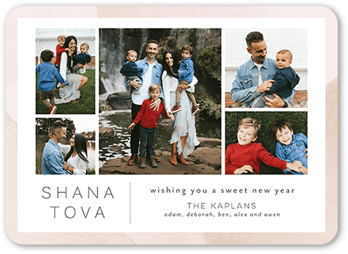 Modern Trim Rosh Hashanah Card, Beige, 5x7 Flat, Standard Smooth Cardstock, Rounded, Pearl