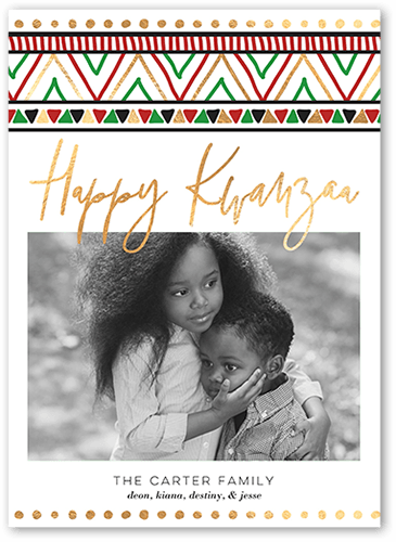 Printed Pattern Kwanzaa Card, White, 5x7 Flat, Kwanzaa, Matte, Signature Smooth Cardstock, Square, White