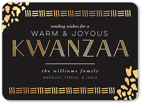 Patterned Corners Kwanzaa Card, Grey, 5x7 Flat, Kwanzaa, Matte, Signature Smooth Cardstock, Rounded, Charcoal