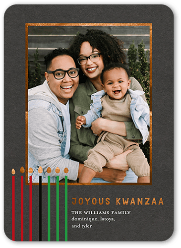 Simple Candles Kwanzaa Card, Black, 5x7 Flat, Kwanzaa, Standard Smooth Cardstock, Rounded