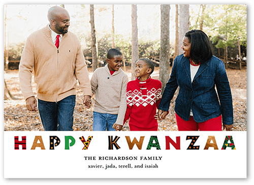 Colorful Commemoration Kwanzaa Card, White, 5x7 Flat, Kwanzaa, Luxe Double-Thick Cardstock, Square