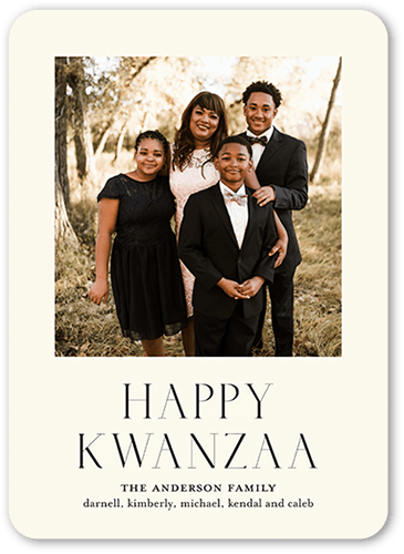 Simple Enjoyment Kwanzaa Card, Beige, 5x7 Flat, Kwanzaa, 100% Recycled Cardstock , Rounded