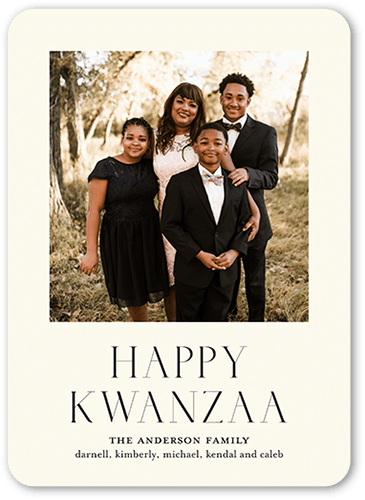 Simple Enjoyment Kwanzaa Card, Beige, 5x7 Flat, Kwanzaa, Matte, Signature Smooth Cardstock, Rounded