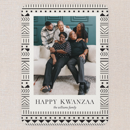 Tribal Border Kwanzaa Card, Beige, 5x7 Flat, Kwanzaa, Standard Smooth Cardstock, Rounded, Cream