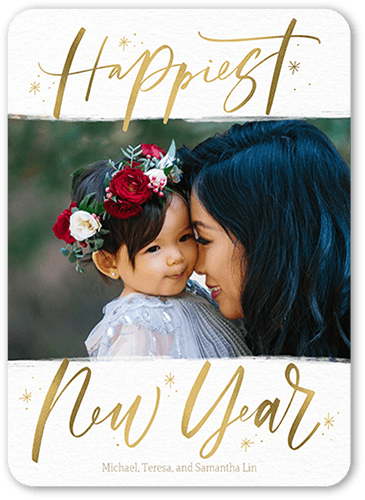 Flashy Script Lunar New Year Card, Orange, 5x7 Flat, 100% Recycled Cardstock , Rounded