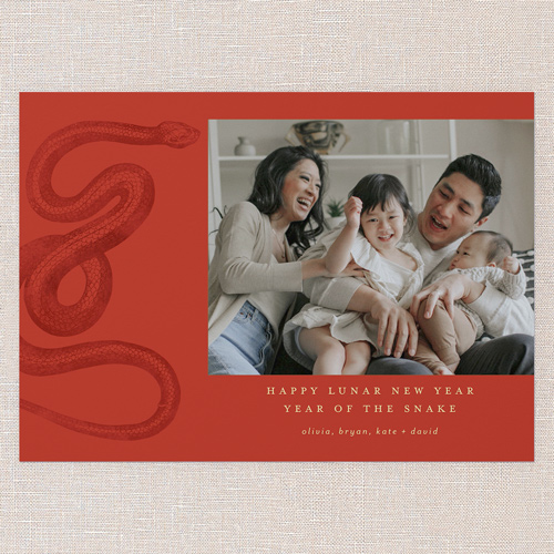 Dragon New Year Lunar New Year Card, Red, 5x7 Flat, 100% Recycled Cardstock , Square