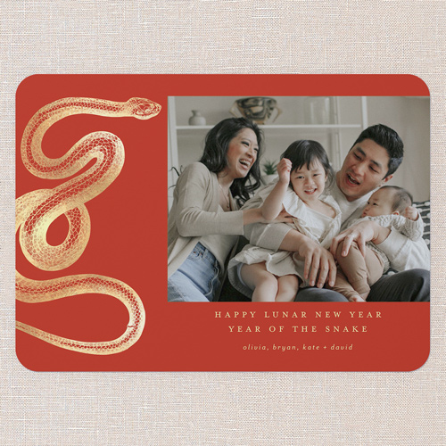Dragon New Year Lunar New Year Card, Red, 5x7 Flat, Standard Smooth Cardstock, Rounded