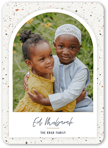 Modern Arch Eid Card, White, 5x7 Flat, Pearl Shimmer Cardstock, Rounded, White