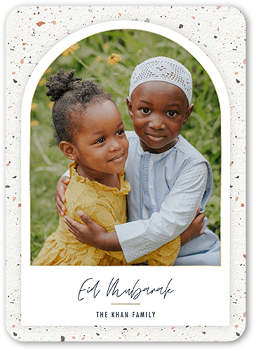 Modern Arch Eid Card, White, 5x7 Flat, 100% Recycled Cardstock ?, Rounded