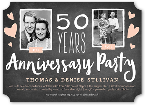 Chalkboard Heart Years 5x7 Anniversary Invitations Shutterfly