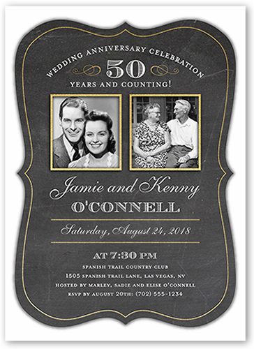 Countless Memories Wedding Anniversary Invitation, Black, Luxe Double-Thick Cardstock, Square