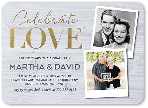 Honoring Love Wedding Anniversary Invitation, Brown, 5x7 Flat, Pearl Shimmer Cardstock, Rounded