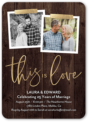 Anniversary Of Love  Wedding Anniversary Invitation, Brown, 5x7 Flat, 100% Recycled Cardstock , Rounded