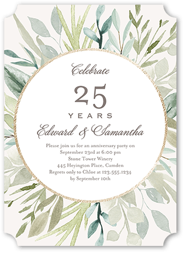 Celebrate All The Years Wedding Anniversary Invitation, White, 5x7 Flat, Pearl Shimmer Cardstock, Ticket