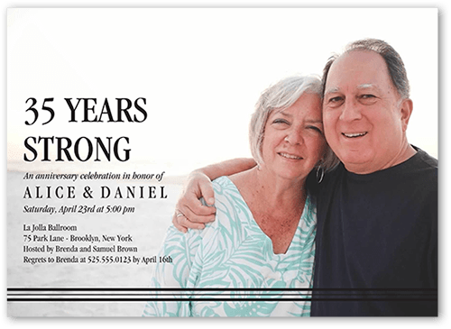 Going Strong Wedding Anniversary Invitation, White, 5x7 Flat, Pearl Shimmer Cardstock, Square, White