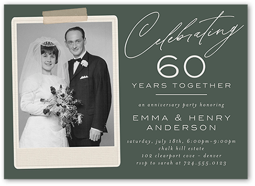 Timeless Team Wedding Anniversary Invitation, Green, 5x7 Flat, Pearl Shimmer Cardstock, Square